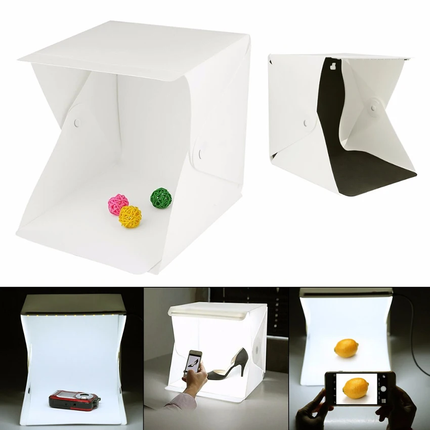 

New 40*40*42cm Mini Folding Lightbox Photography Studio Diffuse Soft Box Lightbox Photography Black White Background Light Box