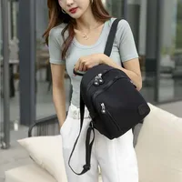 Hot Sale New Fashion High Quality Nylon Backpack Women's Casual Light Double Zipper Shoulder Bags School Bag Travel Bags 1