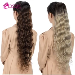 26 Inch Long Hair Ponytail Extensions Drawstring Ponytail Clip For Women Body Wave Colored Hair Extensions Sleek Ponytail