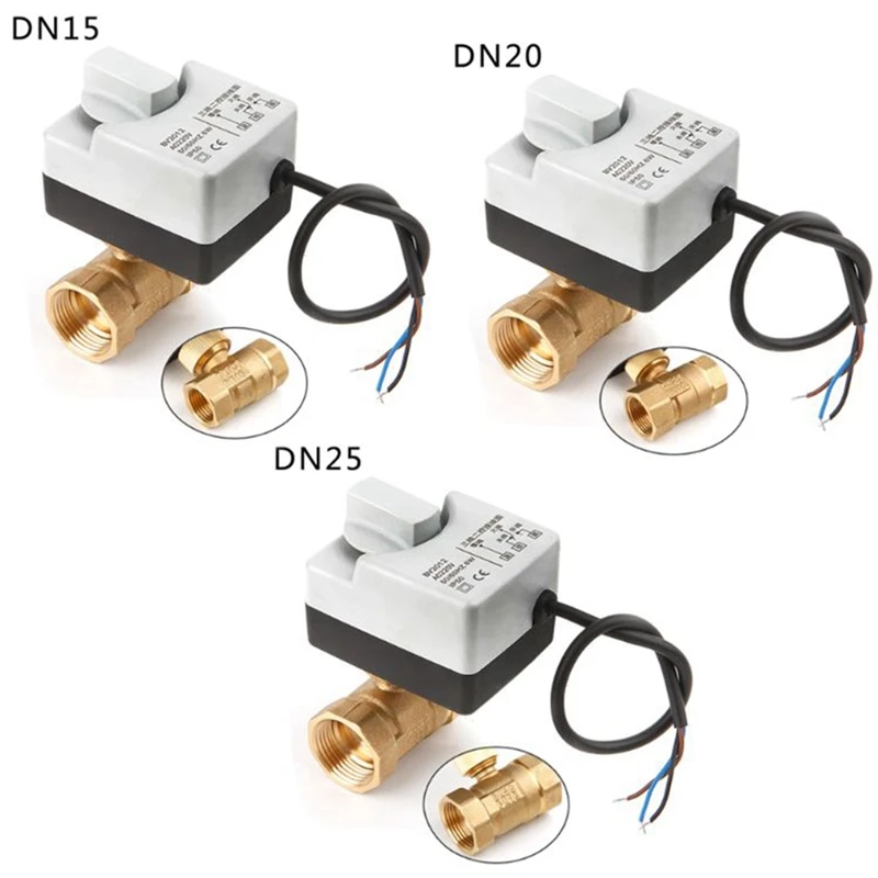 Ac220V Dn15 2 Way 3 провода моторизованный шаровой клапан электрический привод с ручным переключателем