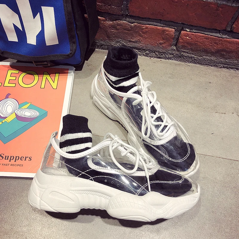 Прозрачная Вулканизированная обувь; резиновые кроссовки с круглым носком; женская уличная Повседневная обувь; весенняя обувь; женская G-40 на платформе