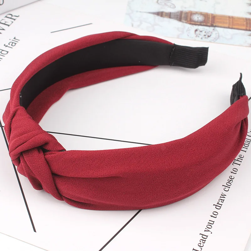 Wide Top Knot Hair Bands For Women Headdress Solid Color Cloth Headband Bezel Girls Hairband Hair Hoop Female Hair Accessories pearl hair clip