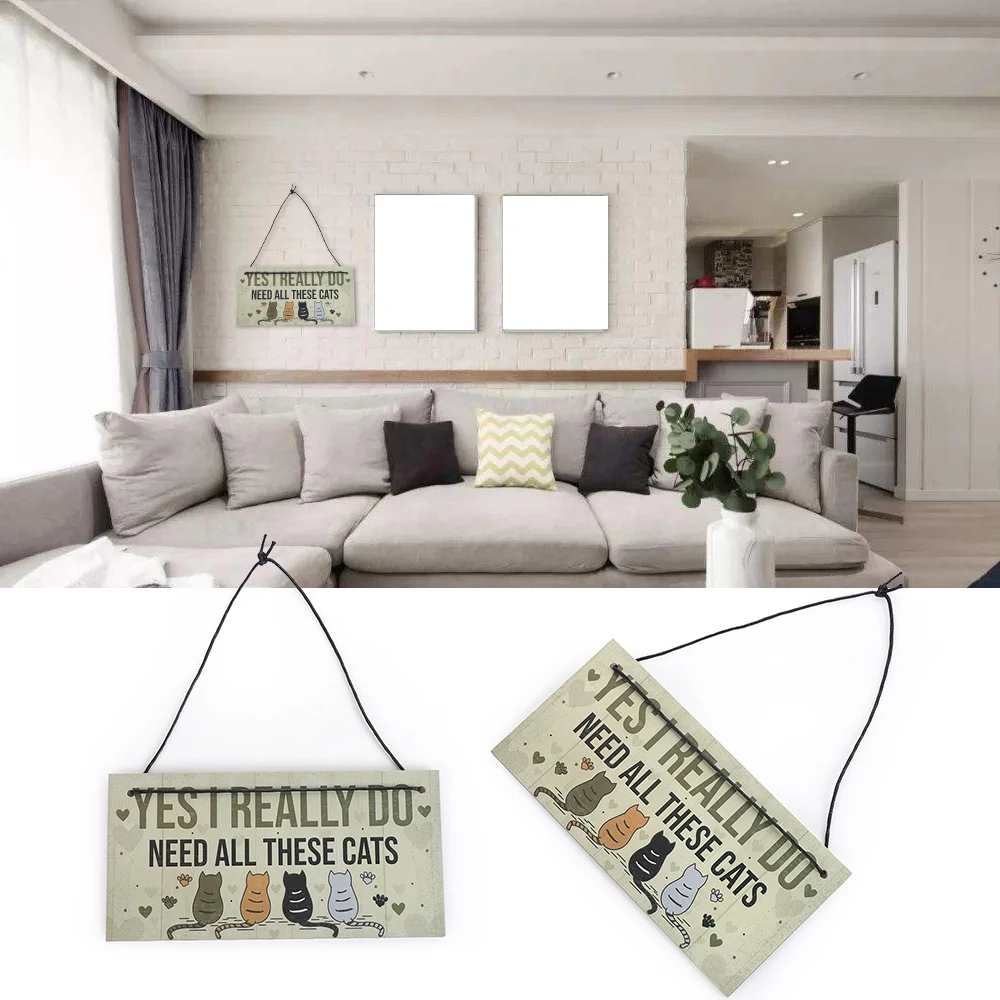 

1PC Cute Cats Hanging Plaques Pet Lover Sign Funny Novelty Christmas Birthday Gift Party Home Decorations