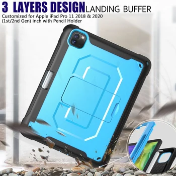 

for 2020 New iPad Pro 11 Inch Tablet PC Case TPU Shockproof Protective Back Cover with Pen Slot Tablet Stand Case