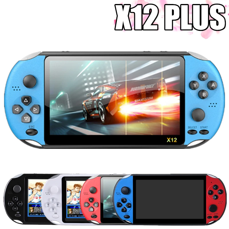 

New X12 PLUS Video Game Retro Game Handheld Game Console 5.1 inch IPS Screen Built-in 2000+Classic Games 8G+32G TF Game Player