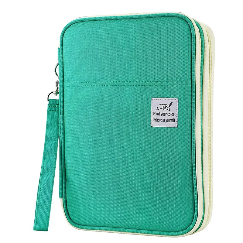 

192 Slots Large Capacity Pencil Bag Case Organizer Cosmetic Bag for Colored Pencil Watercolor Pen Markers(Green)