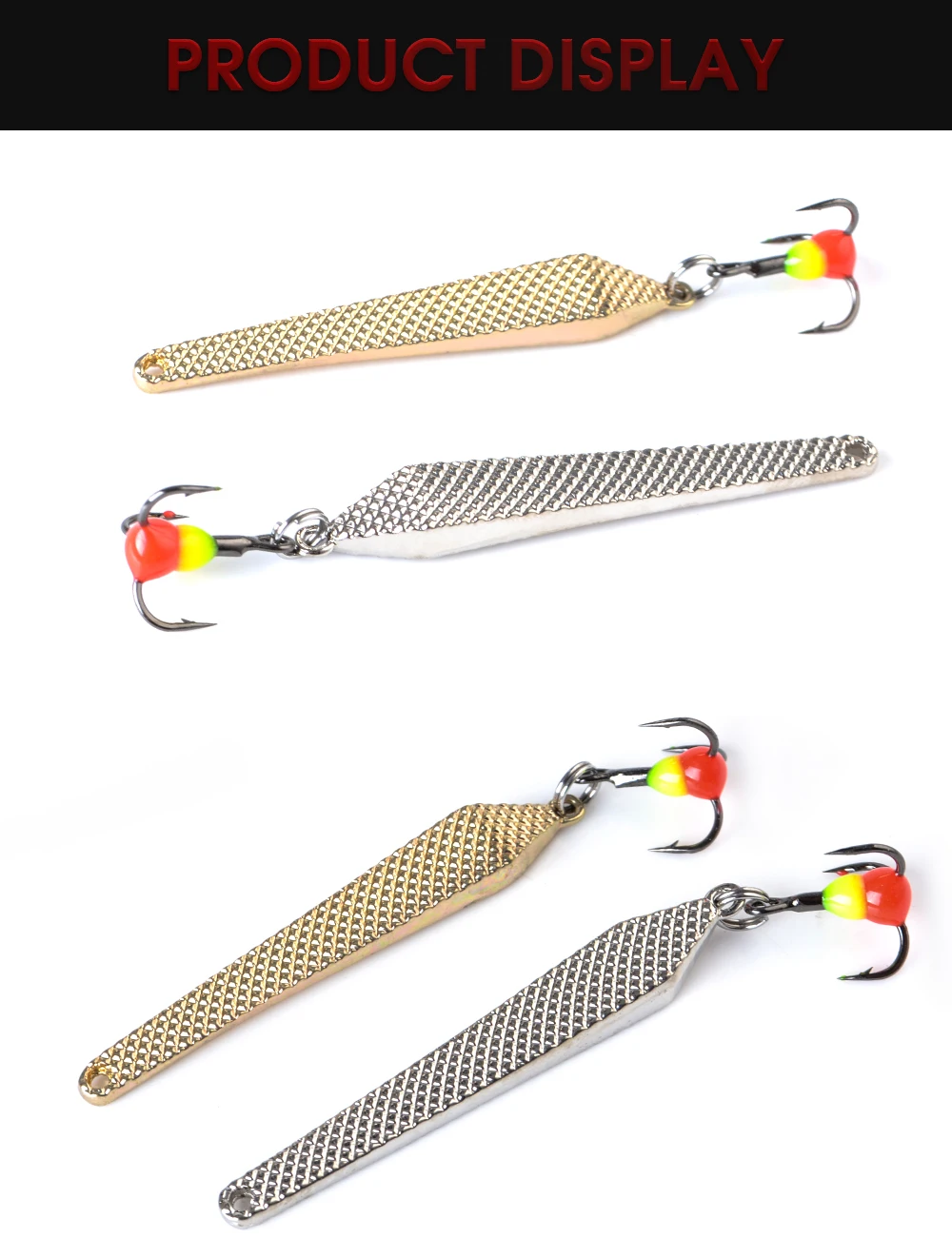 FTK 1 шт. приманка для подледной рыбалки ложка Спиннер зима 55 мм/6 г золотистый, серебристый, металлический рыболовный наживка Тройной крюк жесткие приманки для форель Щука