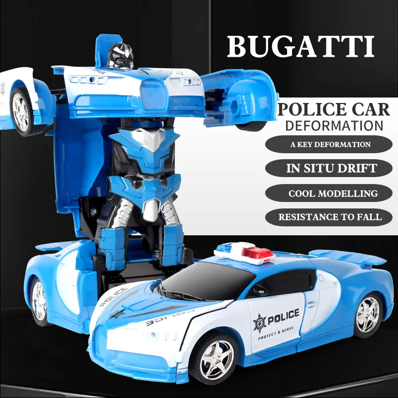 Bugatti police Радиоуправляемый автомобиль трансформер Боевая игрушка подарок спортивный автомобиль роботы трансформация Радиоуправляемый автомобиль трансформирующийся Дрифт игрушка для мальчика - Цвет: Bugatti police