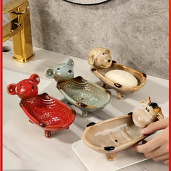 European Creative Cartoon Soap Box Household Ceramic Asphalt Soap Box Children Lovely Toilet Bathroom Soap Rack