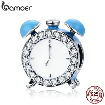 

BAMOER Authentic 100% 925 Sterling Silver Happy Time Clock Hour Bell Charm Beads fit Bracelet Necklaces Jewelry Making SCC659