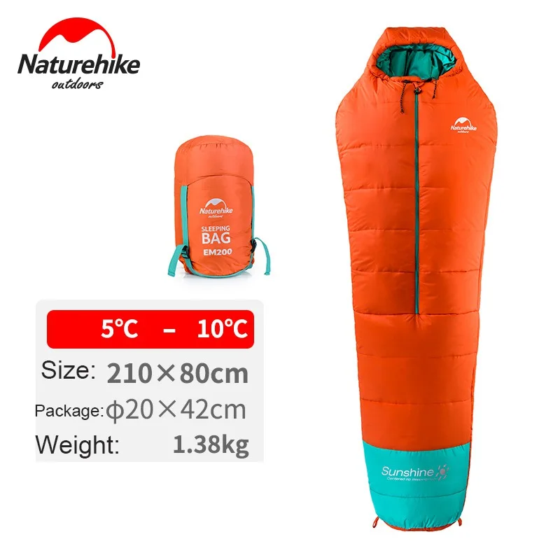 Orange 1380g Naturehike кемпинг спальный мешок Мумия Тип спальный мешок легкий открытый теплый хлопок спальные мешки NH17S013-D - Цвет: Orange 1380g