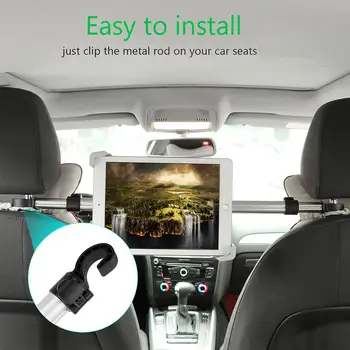 

Powstro Aluminum Car Seat Tablet Holder Stand Rotation Adjustable Mount Bracket Scalable for 7-10.5\" Tablets iPad Mini 2 3 4