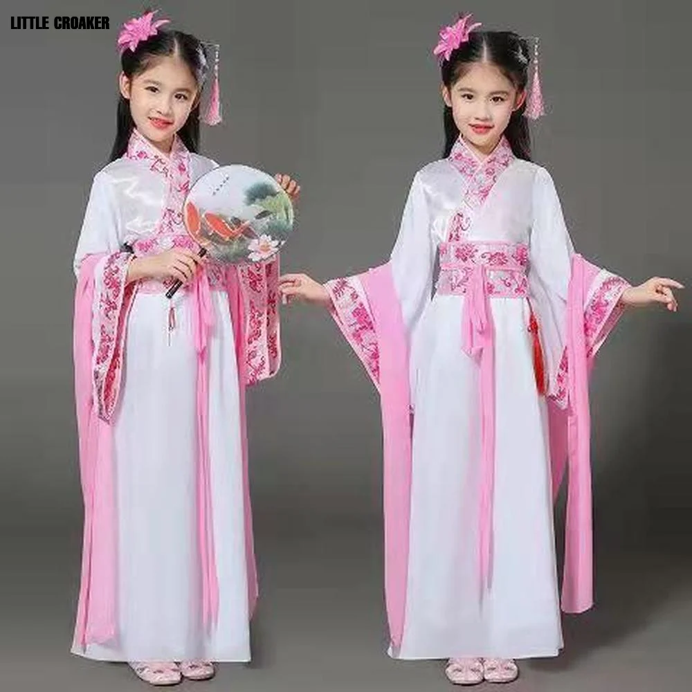 Kid Girls Traditional Hanfu Princess Dress Folk Dance Dress Costume Tang Suit 