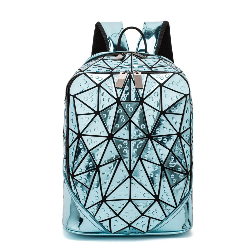 

Laser Geometric Quilted Backpack Korean-style Fashion WOMEN'S Student School Bag Travel Backpack Stereotypes Shoulder Backpack C