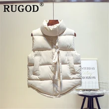 RUGOD, новинка, Осеннее поступление, специальный однотонный жилет для женщин, без рукавов, хлопок, теплое пальто на молнии, тонкий, Модный женский жилет на каждый день