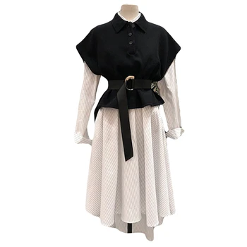 

Women Dress Asymmetry Long Sleeve Autumn Dresse Women Asymmetry Bandage Loose White Long Dress Women 2020 New Fashion V496