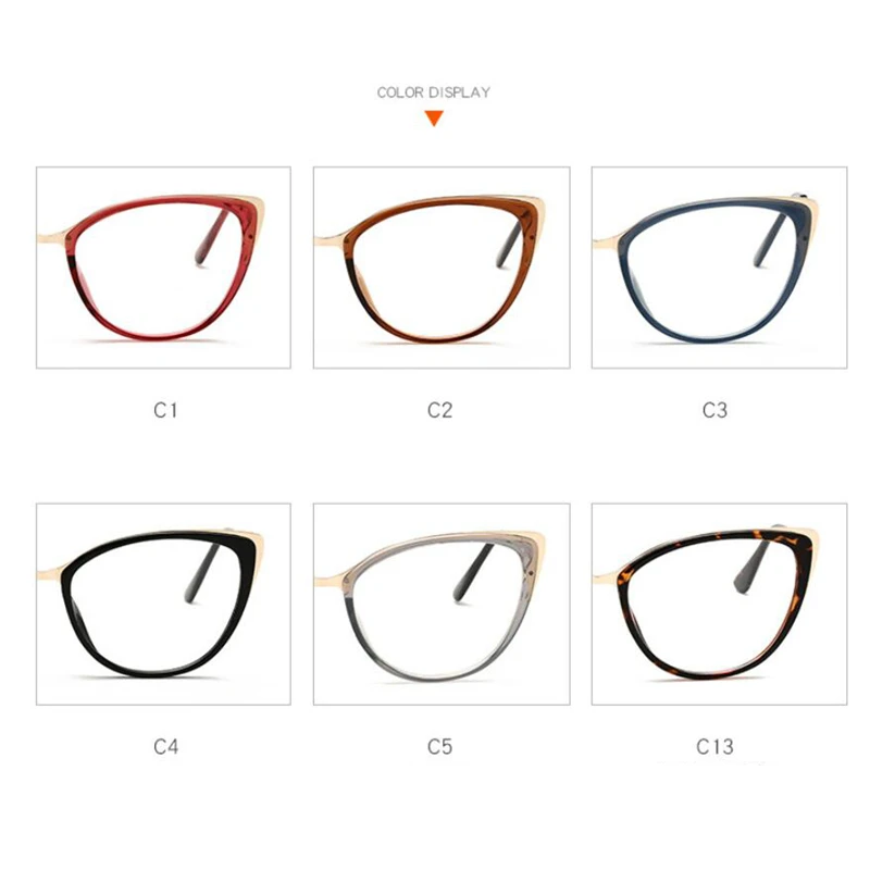 Anti-blue Light Cat Eye Prescription Spectacle Women Myopia Lens Photochromic Glasses Diopter 0 -0.5 -0.75 -1.0 -2.0 To -6.0 4