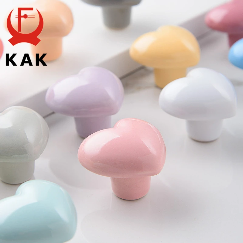 Ceramic Cartoon Cabinet Knobs and Handles Colorful Heart Drawer Closet Handles Kids Room Furniture Handle Door Hardware