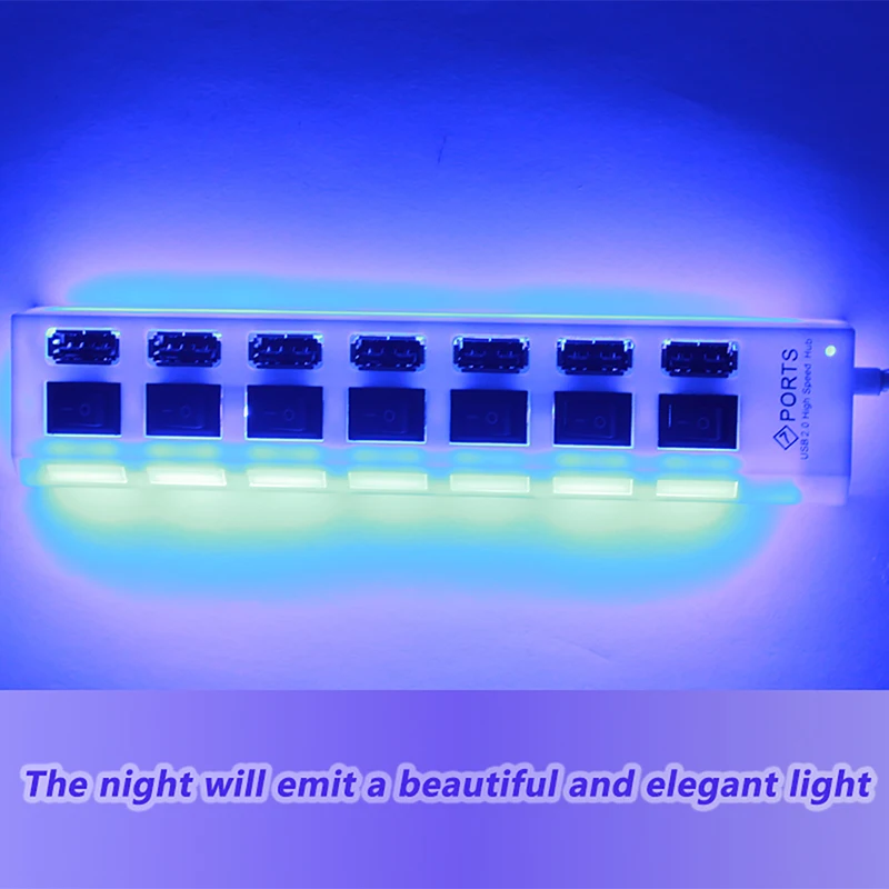 USB 2.0 Hub USB Hub 2.0 Multi USB Splitter Hub Use Power Adapter 4/7 Port Multiple Expander 2.0 USB Hub with Switch for PC 6