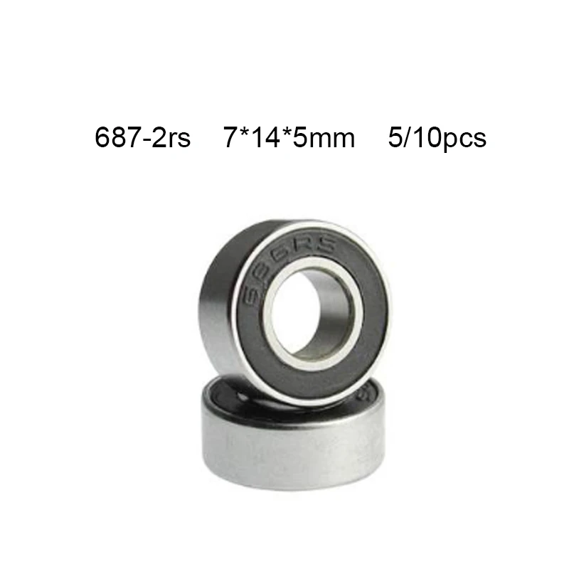 Sealed Deep Groove Ball Bearing Rubber 687 687RS 7x14x5 MINI Miniature Steel 10pcs 687-2RS 7*14*5 Mm 10*10*5cm China Free ball bearings miniature bearings mini ball bearing