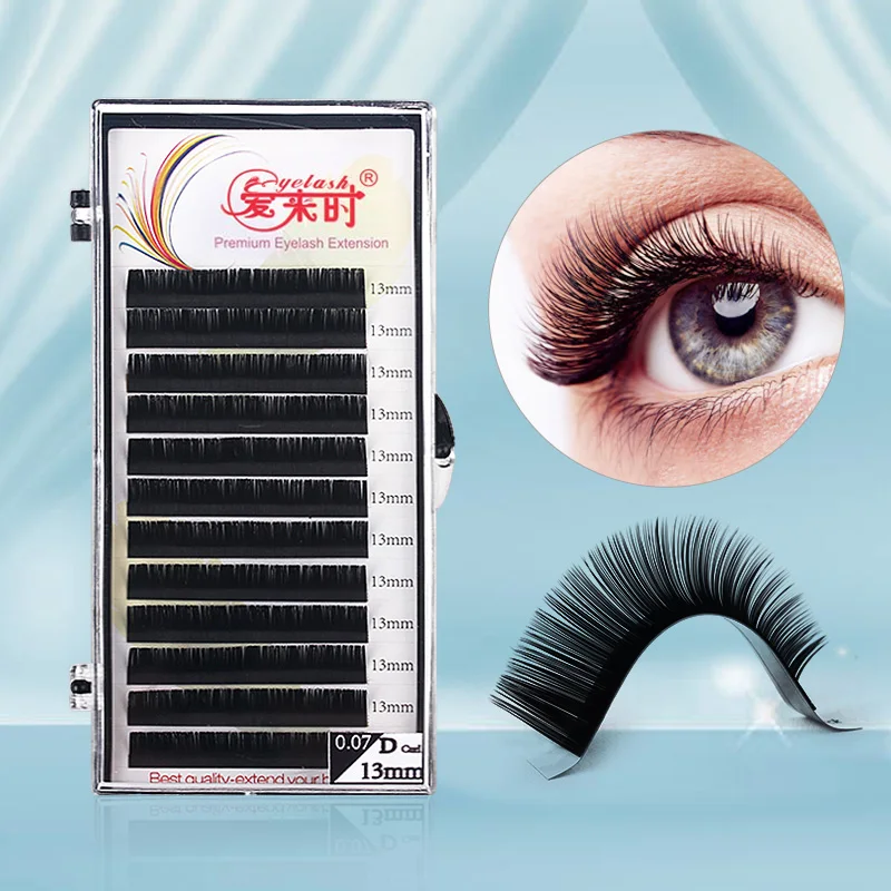 

High Quality Individual Eye Lash Extension B/C/CC/D Curl Russian Silk Volume False Eyelashes Faux Mink Cilios Eyelash Extensions