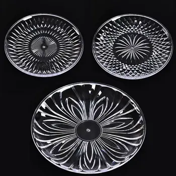 

3pcs luxury plates clear crystal fruit plates creative KTV bar snack plates round dessert tray christmas plates white dishes