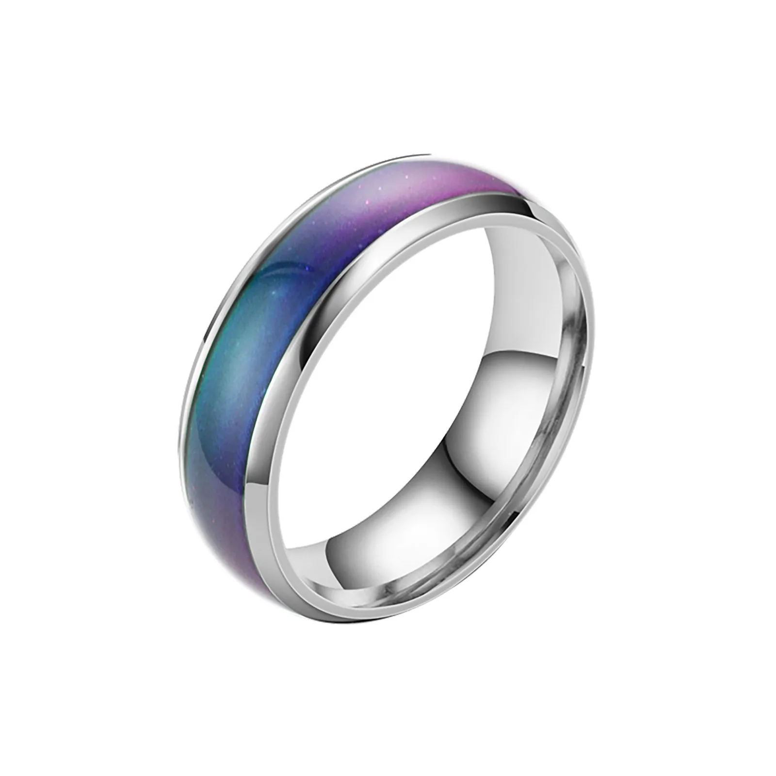 Anillo de acero inoxidable con cambio de color, lámpara de anillo de 7 colores esmaltado sensible a la temperatura y a la moda