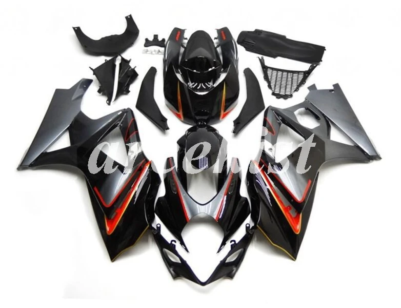 ABS мотоцикл обтекатели комплект подходит для Suzuki GSX-R1000 K7 2007 2008 GSXR1000 07 08 Кузов Набор серый черный