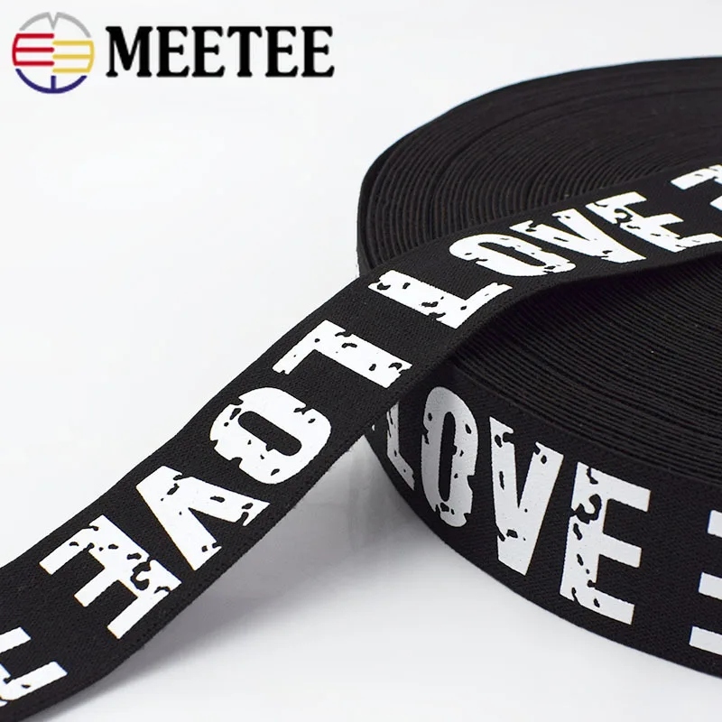 Meetee 3M30/40MM Letter Elastic Bands Printing Love Pants Belt Rubber Tape Backpack DIY Sewing Accessories AP601 AliExpress Home &