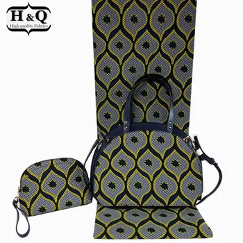 

H&Q fashion african wax bags sets with 6 yards ankara african wax prints fabric newest soft wax cotton fabric for women party