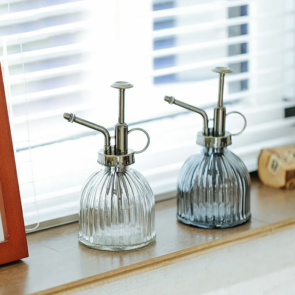 High Quality 7oz Retro Glass Plant Flowers Spray Bottle Embossed Manual Pressing Watering Can Garden Tool FN50 | Дом и сад