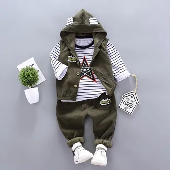 

2019 Toddler Baby boy Clothes Baby Boy Cute Striped Print t-shirt Pants Three-piece Suit Girls Autumn Long Shirt Trousers Outfit