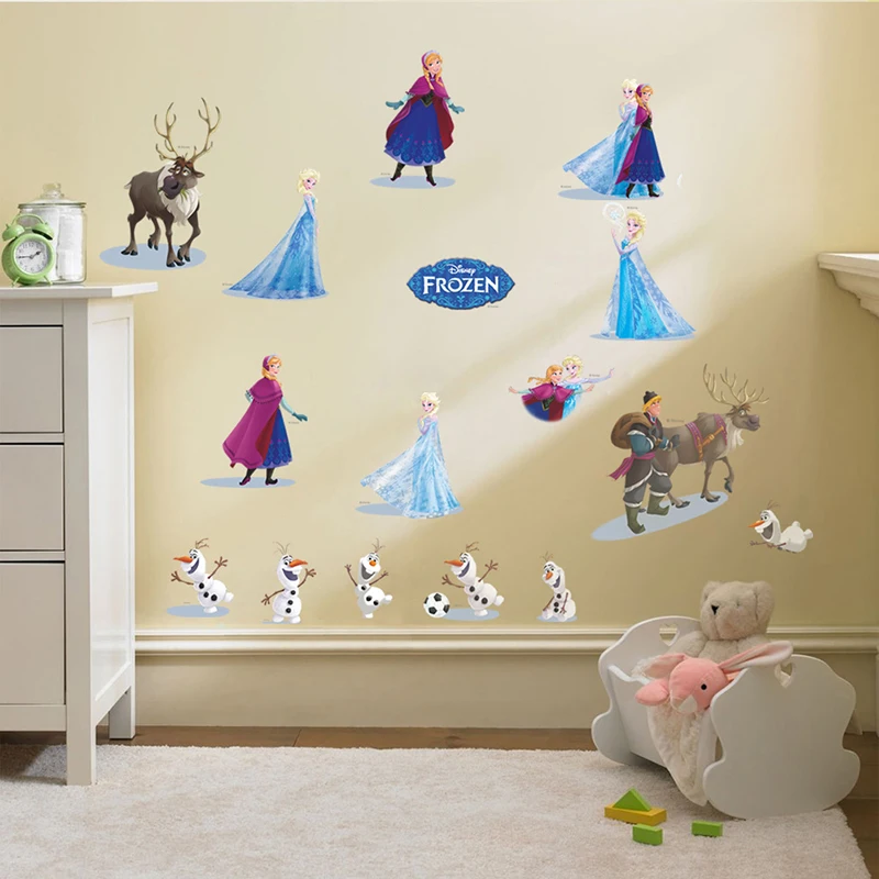 Cartoon Disney Frozen Wall Sticker For Children Elsa And Anna Waterproof Children Bedroom Decoration Pusheen Sticker Pegatinas