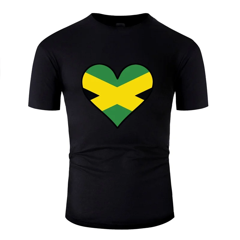 

Vintage Jamaican Flag Heart Tshirt For Men Anti-Wrinkle Mens T-Shirts 2020 Camisas Shirt