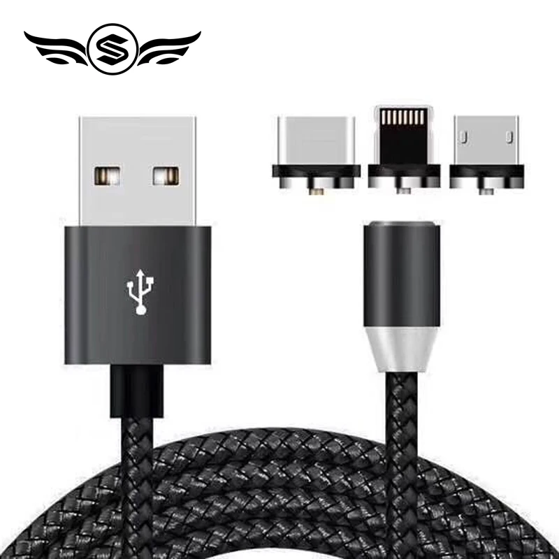 Магнитный кабель Micro USB Type C для iPhone быстрой зарядки 1 м 3 А магнитное зарядное