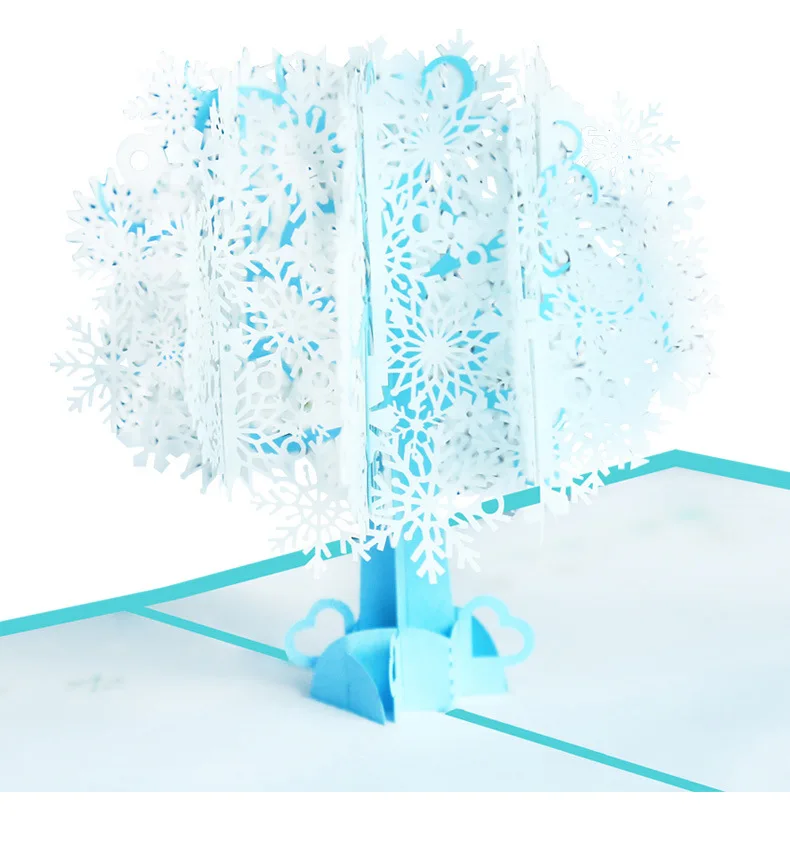 3D Christmas card white snowflake three-dimensional Christmas card paper carvings handmade Christmas CARDS