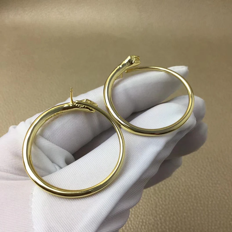 

European and American Cold Wind Snakehead Circle Metal Earrings