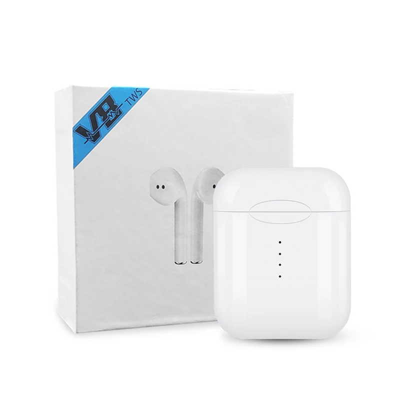Новые V8 TWS Bluetooth 5,0 Беспроводные наушники сенсорные мини наушники с микрофоном для iPhone 6S X 7 8 samsung Xiaomi - Цвет: White with Box