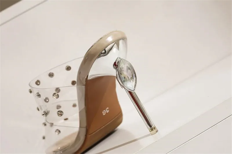 Size 30-48 Thin High Heels Half Slippers 2020 Summer New Women's Shoes Slides Sexy Gladiator Transparent Sandals Shoes For Woman (2)