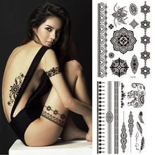 1PC Popular Women Sexy Ballet Black White Flowers Tattoos Sticker Temporary Drawing Body Art Fake Water Transfer Wholesale