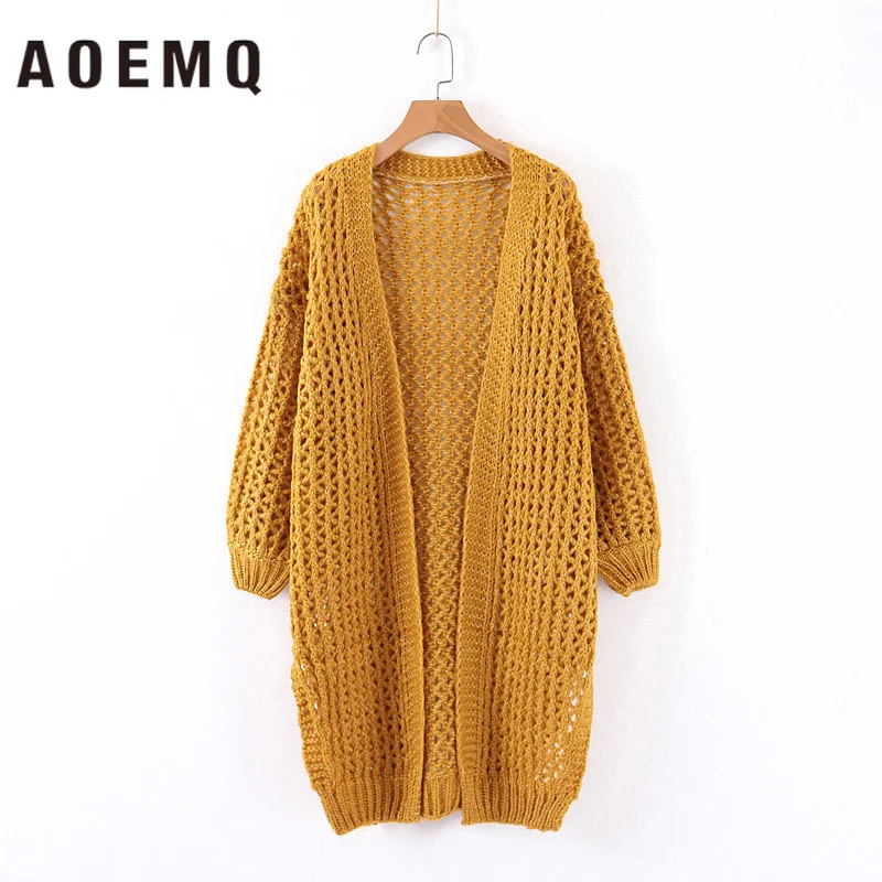 

AOEMQ Fashion Sweaters Cardigan Irregular Breathable Sweaters Triangle Hole Sweaters Long Coat Outwear Autumn Women Clothing