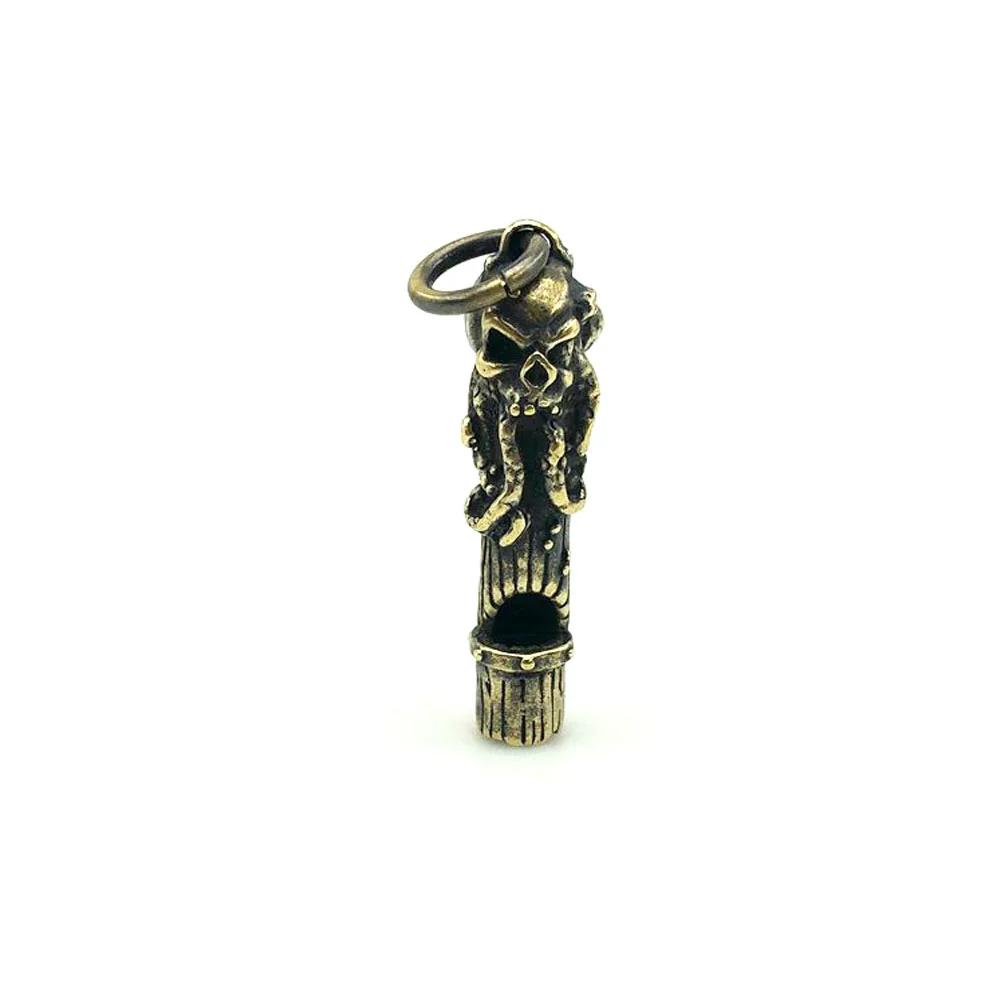 EDC Tools Brass Octopus Skull Pendant Whistle Survival Supplies Camping Outdoor Water Sport Rescue Survival