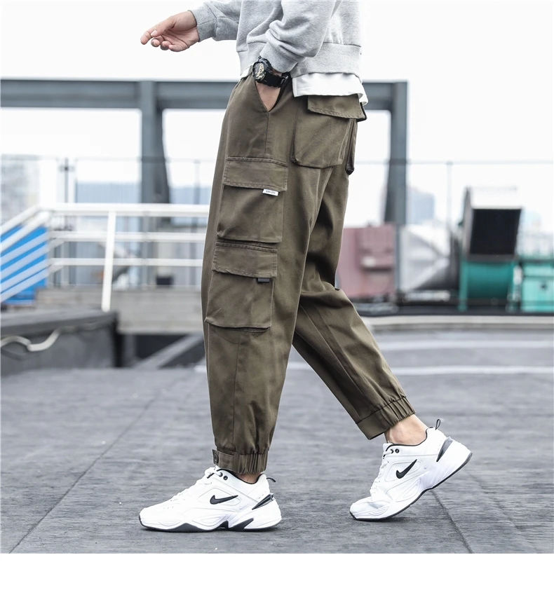 New Men's Side Pockets Cargo Pants 2021 Black Hip Hop Harem Pants Casual Male Joggers Sweatpants Fashion Streetwear Trousers 5XL black cargo pants mens