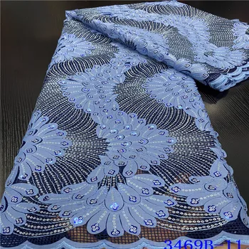 

Sky Blue High Quality African Sequin Lace Fabric French Net Embroidery Tulle Lace Fabric For Nigerian Wedding Party GD3469B-11