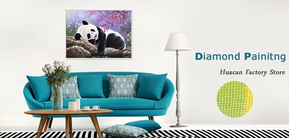 Huacan Diamond Embroidery Animal Full Square Picture Mosaic Rhinestone Home Decoration Diamond Painting Panda