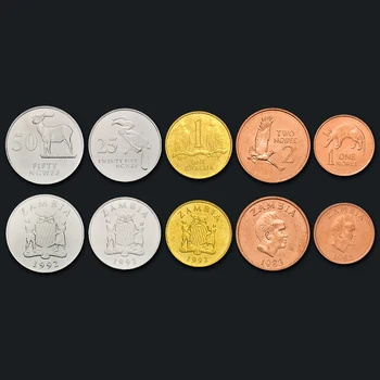 

Zambia 5 Coin Set 100% Real Original Coins Genuine Issuing Collection Coins Unc