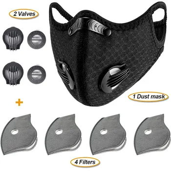 

Dust With 4 Filters 2 Exhaust Valves Half Face Reusable Dustproof Respirator mascarillas Mouth-muffle Health Face Mouth Mask