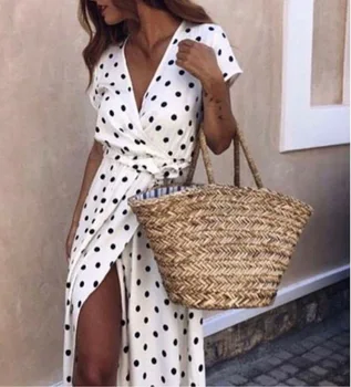 

2020 Long Cotton Beach Dress Polka Dots Beach Cover Up Tunics for Beach Sarong Robe De Plage Bikini Cover Up Vestido De Playa