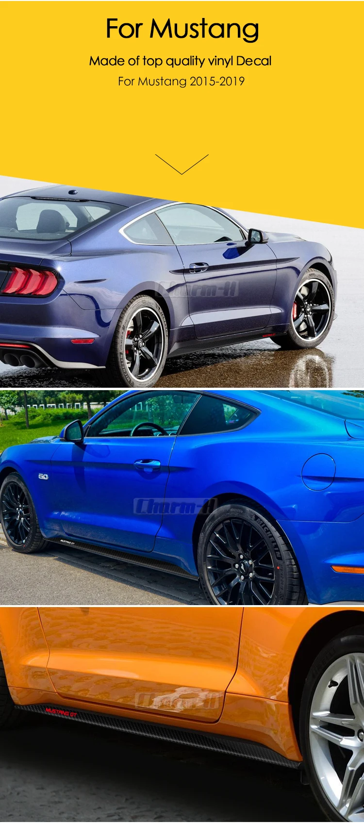 2 шт. наклейки с боковыми полосками на дверь Mustang GT Styling 5D Carbon виниловая наклейка на кузов автомобиля для Ford Mustang- аксессуары