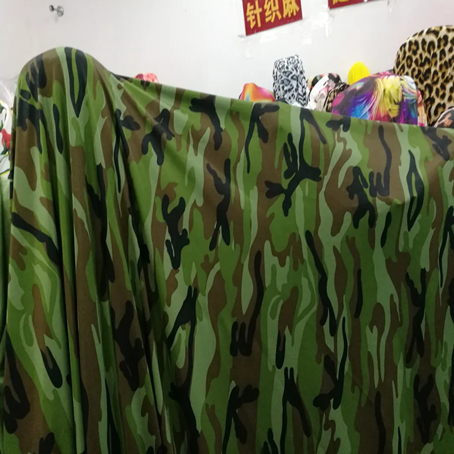 150cm * 100cm Encryption Spandex Laica Floor Impervious Green Color Camouflage Printed Fabric Dress Dance Garment Material | Дом и сад